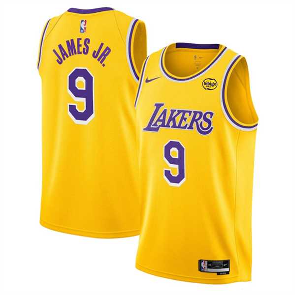 Men%27s Los Angeles Lakers #9 Bronny James Jr. Yellow 2024 Draft Icon Edition Stitched Basketball Jersey1 Dzhi->memphis grizzlies->NBA Jersey